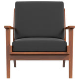Connor Solid Wood Genuine Leather Lounge Chair Black - AFC00049 - Luna Furniture