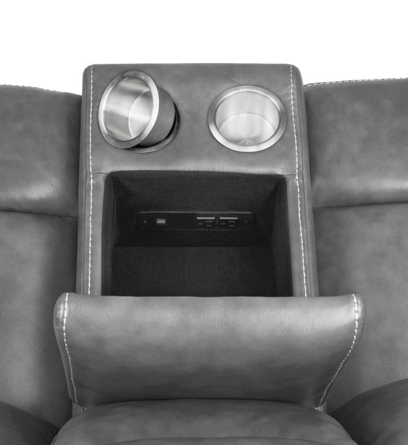 Conrad Upholstered Motion Loveseat Cool Grey - 650355 - Luna Furniture