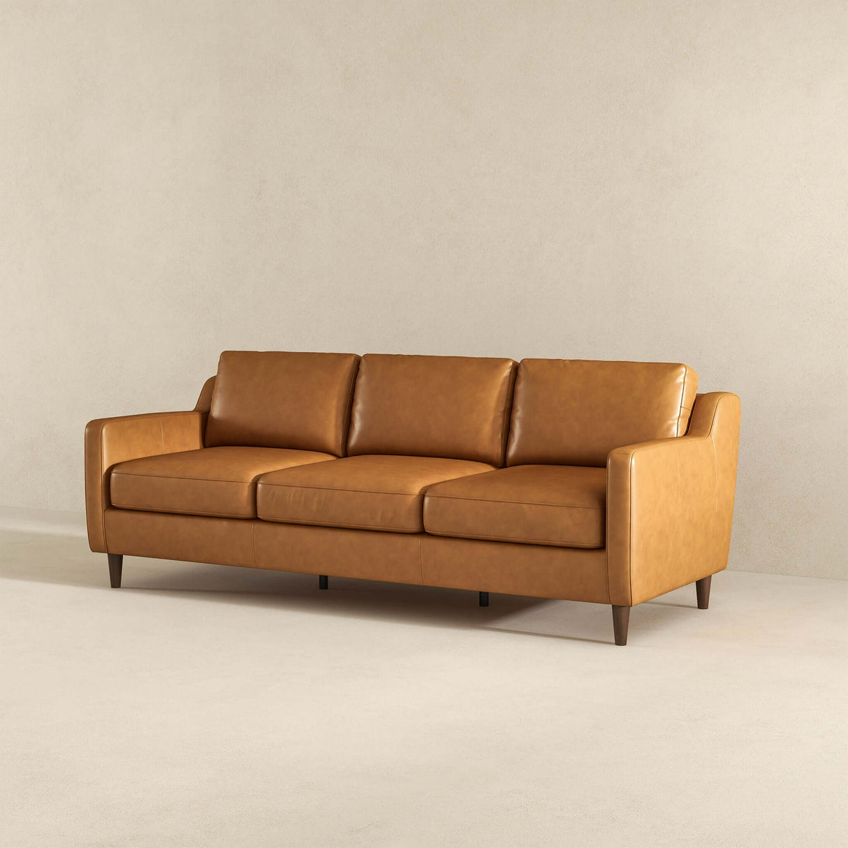 Cooper Mid Century Modern Tan Leather Sofa - AFC00119 - Luna Furniture
