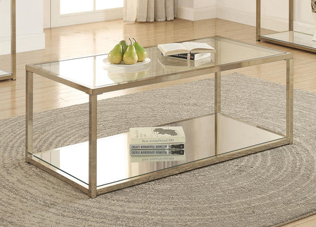 Cora Coffee Table with Mirror Shelf Chocolate Chrome - 705238 - Luna Furniture