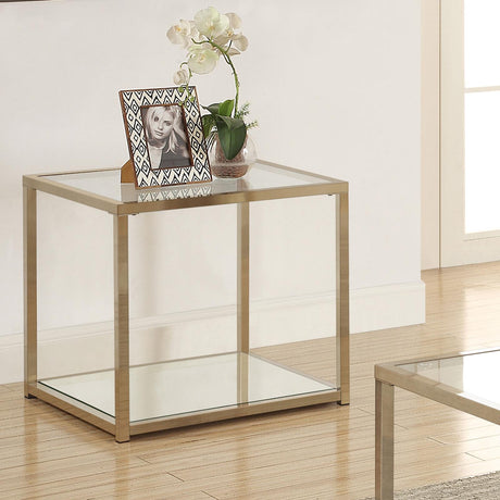 Cora End Table with Mirror Shelf Chocolate Chrome - 705237 - Luna Furniture