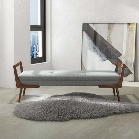 Cora Grey Fabric Bench from Midinmod - Luna Furniture