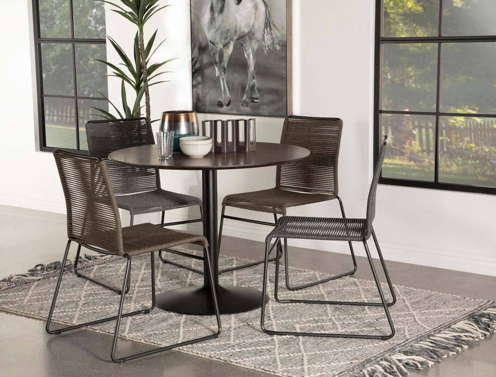Cora Walnut and Black Round Dining Table from Coaster - Luna Furniture