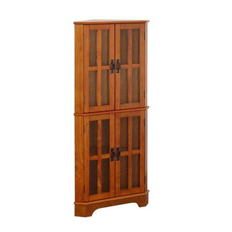Coreosis 4-shelf Corner Curio Cabinet Golden Brown - 950185 - Luna Furniture