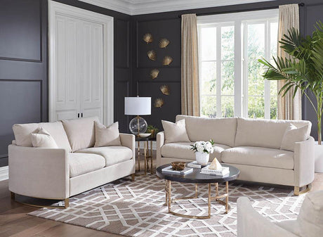 Corliss Beige and Rose Brass 2-Piece Arched Arms Living Room Set from Coaster - Luna Furniture