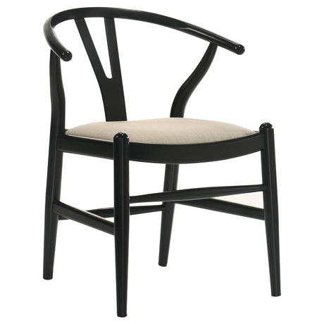 Cortona Danish Y-Shaped Back Wishbone Dining Side Chair Black and Beige (Set of 2) - 108482 - Luna Furniture