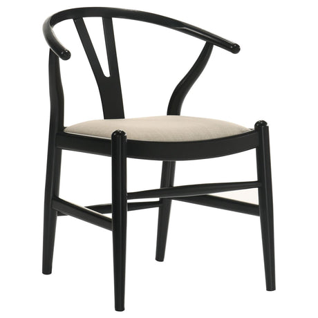 Cortona Black and Beige Danish Y-Shaped Back Wishbone Dining Side Chair, Set of 2 from Coaster - Luna Furniture