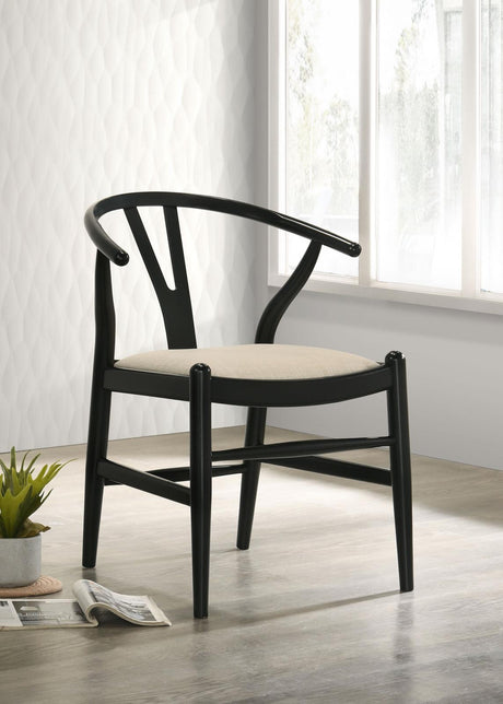 Cortona Black and Beige Danish Y-Shaped Back Wishbone Dining Side Chair, Set of 2 from Coaster - Luna Furniture