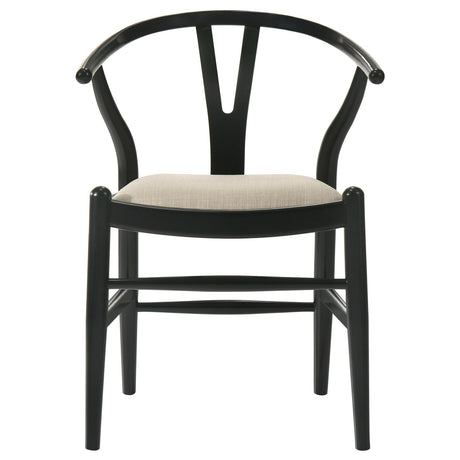 Cortona Black and Beige Danish Y-Shaped Back Wishbone Dining Side Chair, Set of 2 from Coaster - Luna Furniture