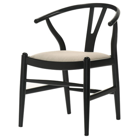 Cortona Black and Beige Danish Y-Shaped Back Wishbone Dining Side Chair, Set of 2 from Coaster - Luna Furniture