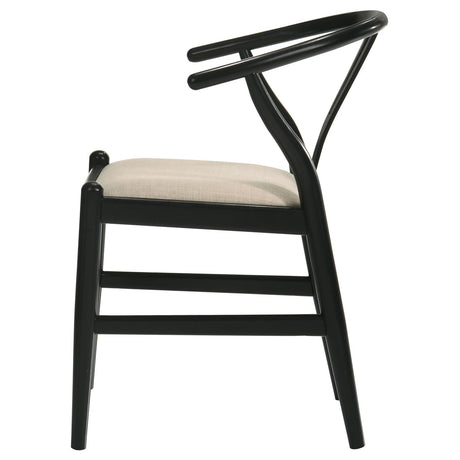 Cortona Black and Beige Danish Y-Shaped Back Wishbone Dining Side Chair, Set of 2 from Coaster - Luna Furniture