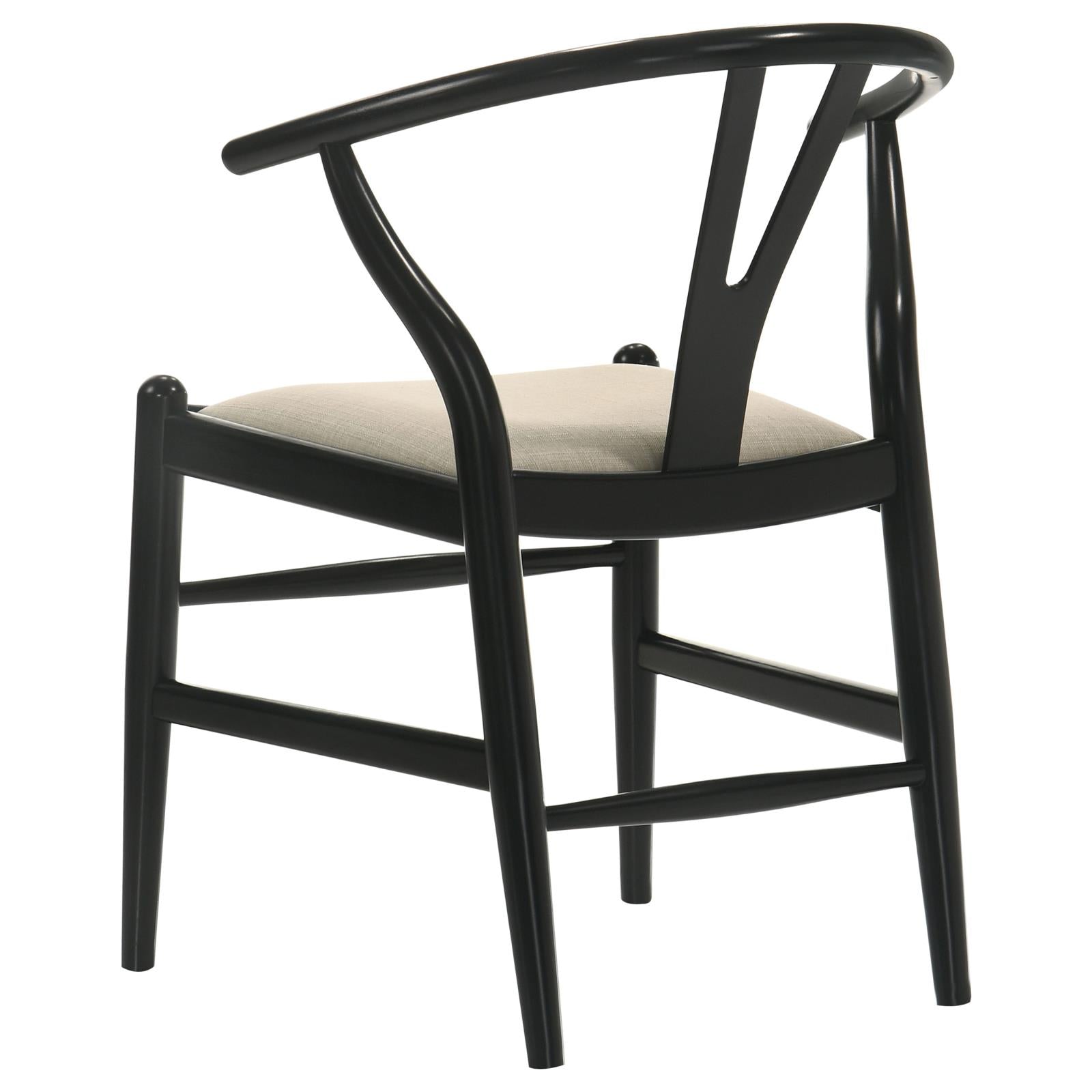 Cortona Black and Beige Danish Y-Shaped Back Wishbone Dining Side Chair, Set of 2 from Coaster - Luna Furniture