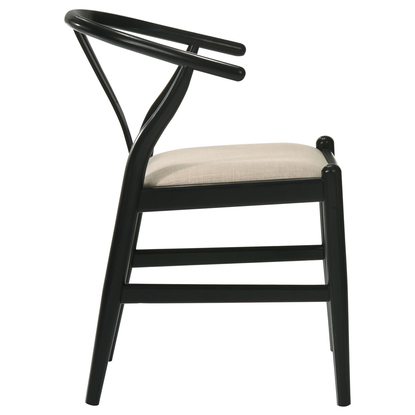 Cortona Black and Beige Danish Y-Shaped Back Wishbone Dining Side Chair, Set of 2 from Coaster - Luna Furniture