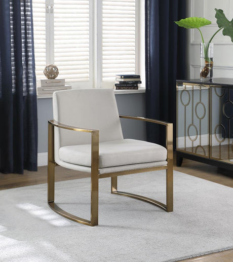 Cory Concave Metal Arm Accent Chair Cream and Bronze - 903048 - Luna Furniture