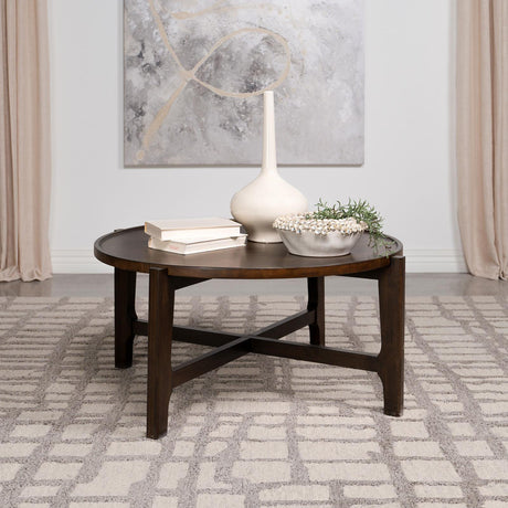 Cota Dark Brown Round Solid Wood Coffee Table from Coaster - Luna Furniture