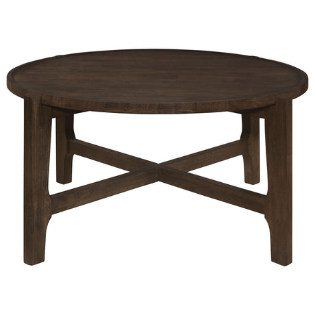 Cota Dark Brown Round Solid Wood Coffee Table from Coaster - Luna Furniture