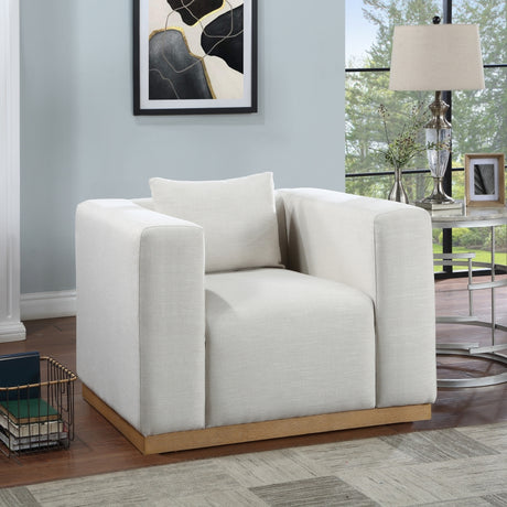 Cream Alfie Linen Textured Fabic Living Room Chair - 642Cream-C - Luna Furniture