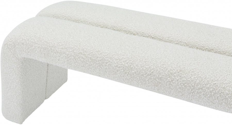 Cream Arc Boucle Fabric Bench - 116Cream - Luna Furniture