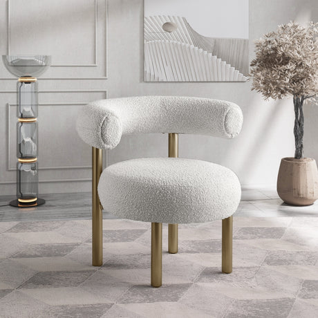 Cream Bordeaux Boucle Fabric Accent Chair - 494Cream - Luna Furniture