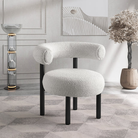 Cream Bordeaux Boucle Fabric Accent Chair - 495Cream - Luna Furniture