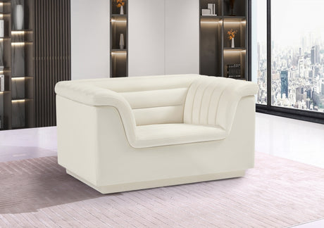 Cream Cascade Velvet Fabric Chair - 192Cream-C - Luna Furniture