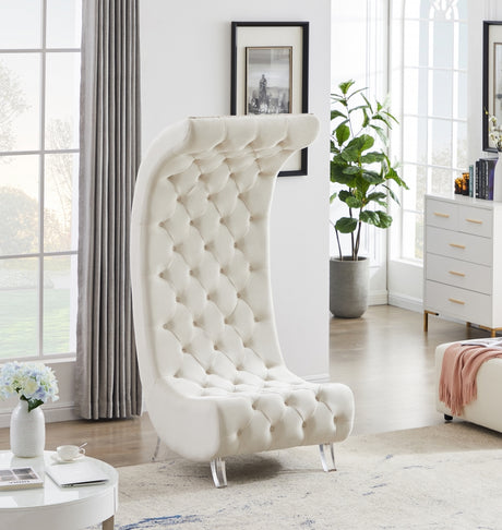 Cream Crescent Velvet Chair - 568Cream-C - Luna Furniture
