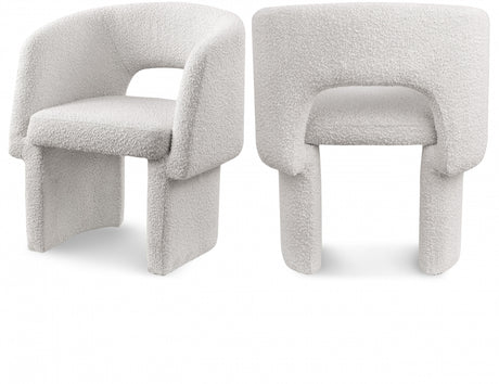 Cream Emmet Boucle Fabric Dining Chair / Accent Chair - 438Cream-C - Luna Furniture