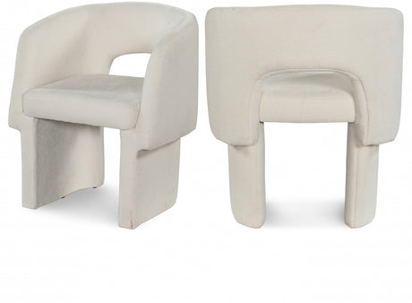 Cream Emmet Chenille Fabric Dining Chair / Accent Chair - 439Cream-C - Luna Furniture