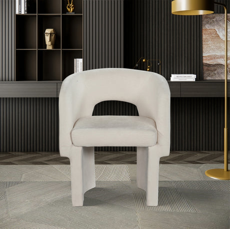Cream Emmet Chenille Fabric Dining Chair / Accent Chair - 439Cream-C - Luna Furniture