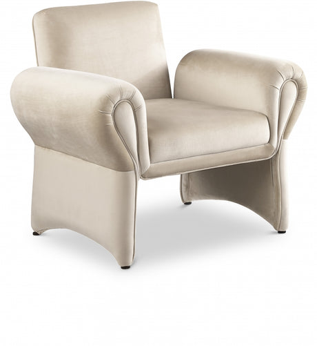 Cream Fleurette Velvet Accent Chair - 409Cream - Luna Furniture