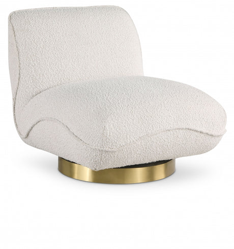 Cream Geneva Boucle Fabric Swivel Accent Chair - 492Cream - Luna Furniture