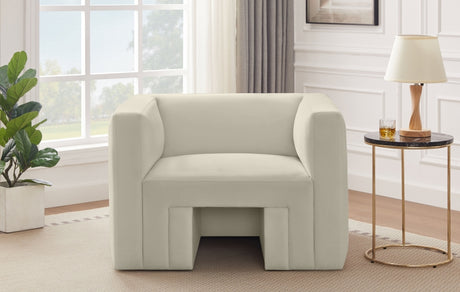 Cream Henson Velvet Chair - 665Cream-C - Luna Furniture