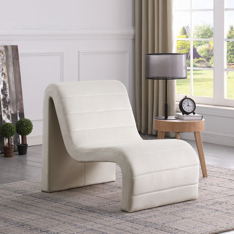 Cream Ivy Velvet Accent Chair - 403Cream - Luna Furniture