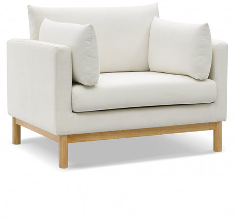 Cream Langham Linen Textured Fabric Chair - 157Cream-C - Luna Furniture