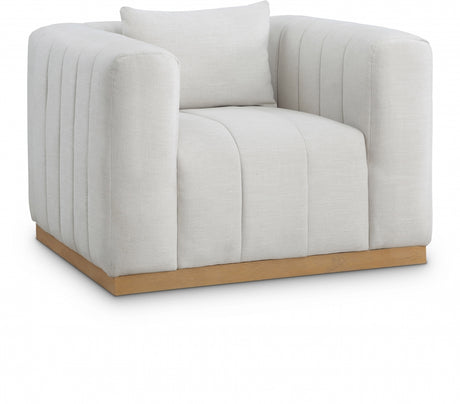 Cream Lucia Linen Textured Fabric Living Room Chair - 655Cream-C - Luna Furniture