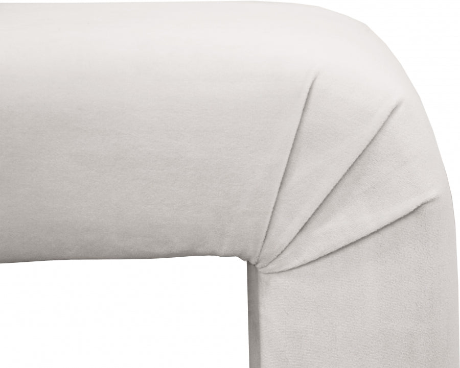 Cream Minimalist Velvet Bench - 174Cream - Luna Furniture