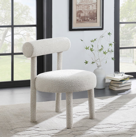 Cream Parlor Boucle Fabric Accent Chair - 574Cream - Luna Furniture