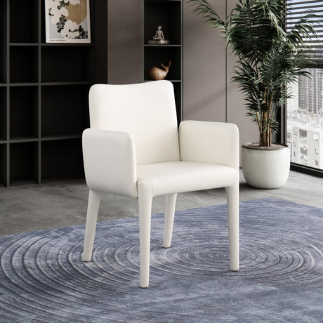 Cream Pelle Faux Leather Dining Chair / Accent Chair - 711Cream-C - Luna Furniture