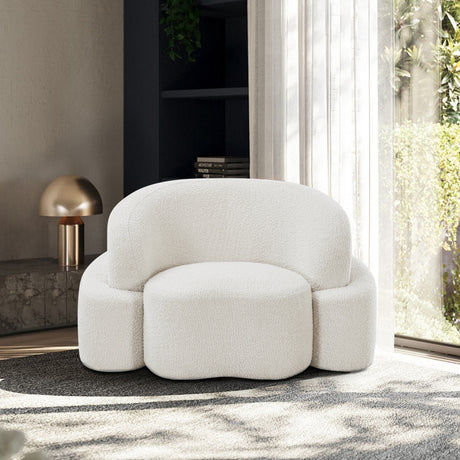 Cream Principessa Boucle Fabric Living Room Chair - 108Cream-C - Luna Furniture