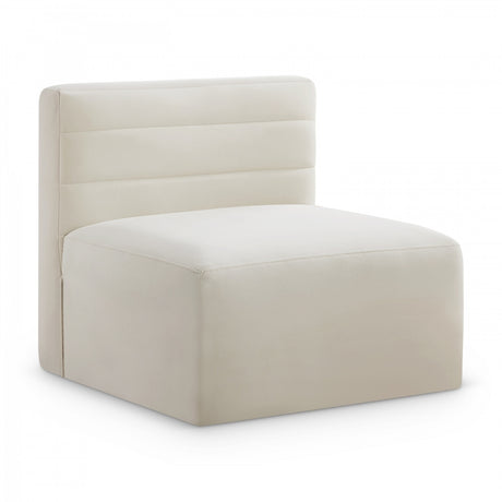 Cream Quincy Velvet Modular Cloud-Like Comfort Armless Chair - 677Cream-Armless - Luna Furniture