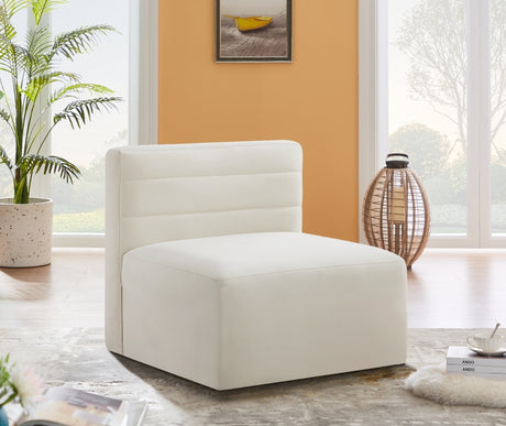 Cream Quincy Velvet Modular Cloud-Like Comfort Armless Chair - 677Cream-Armless - Luna Furniture