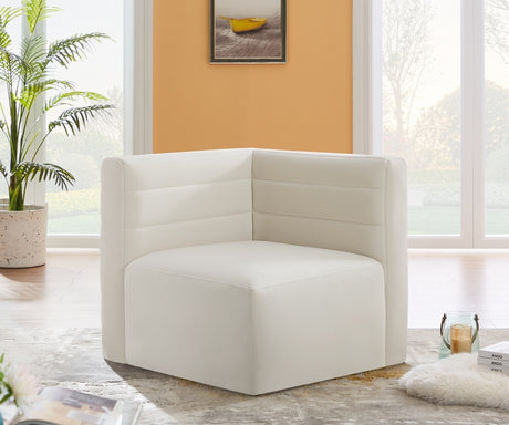 Cream Quincy Velvet Modular Cloud-Like Comfort Corner Chair - 677Cream-Corner - Luna Furniture