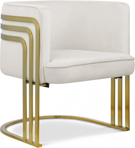 Cream Rays Velvet Accent Chair - 533Cream - Luna Furniture