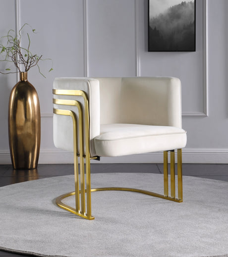 Cream Rays Velvet Accent Chair - 533Cream - Luna Furniture