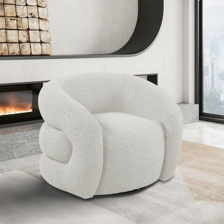 Cream Roxbury Boucle Fabric Dining Chair / Accent Chair - 473Cream - Luna Furniture
