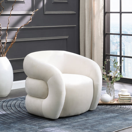 Cream Roxbury Velvet Accent Chair - 525Cream - Luna Furniture