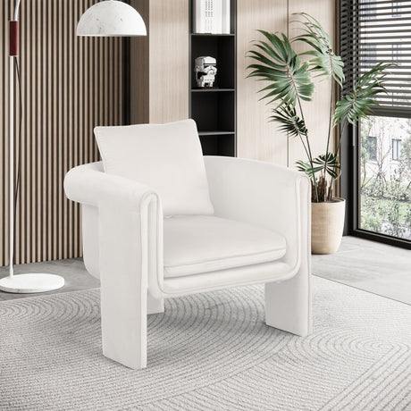 Cream Sloan Velvet Accent Chair - 424Cream - Luna Furniture
