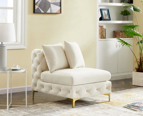 Cream Tremblay Velvet Modular Armless Chair - 686Cream-Armless - Luna Furniture