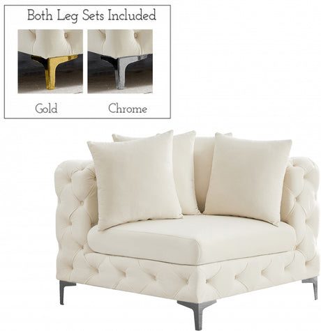 Cream Tremblay Velvet Modular Corner Chair - 686Cream-Corner - Luna Furniture