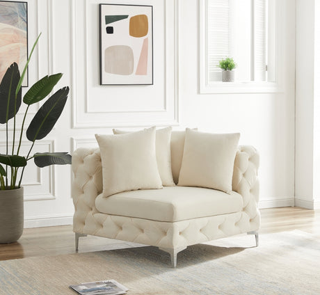 Cream Tremblay Velvet Modular Corner Chair - 686Cream-Corner - Luna Furniture